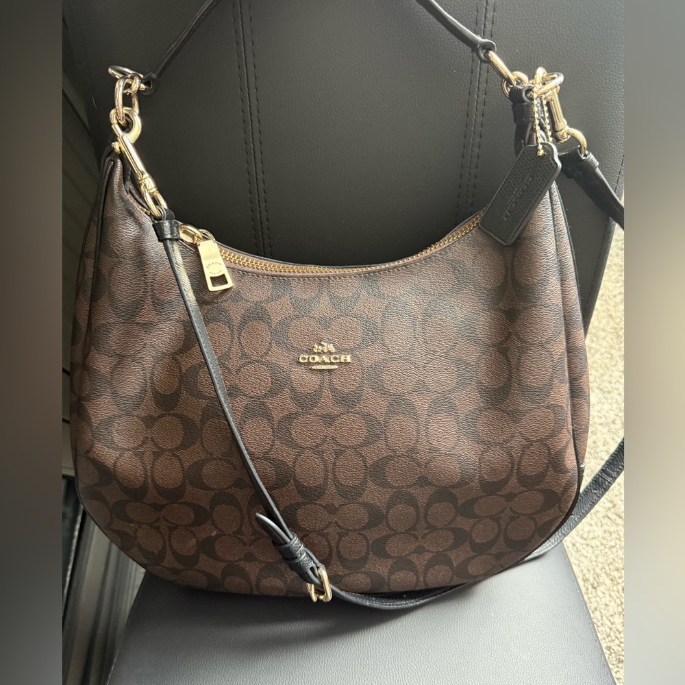 Coach Dark Brown Signature Hobo Bag
